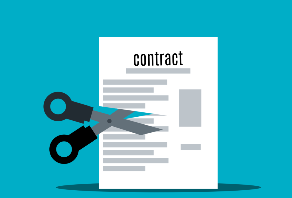 contract being cut with scissors, animation