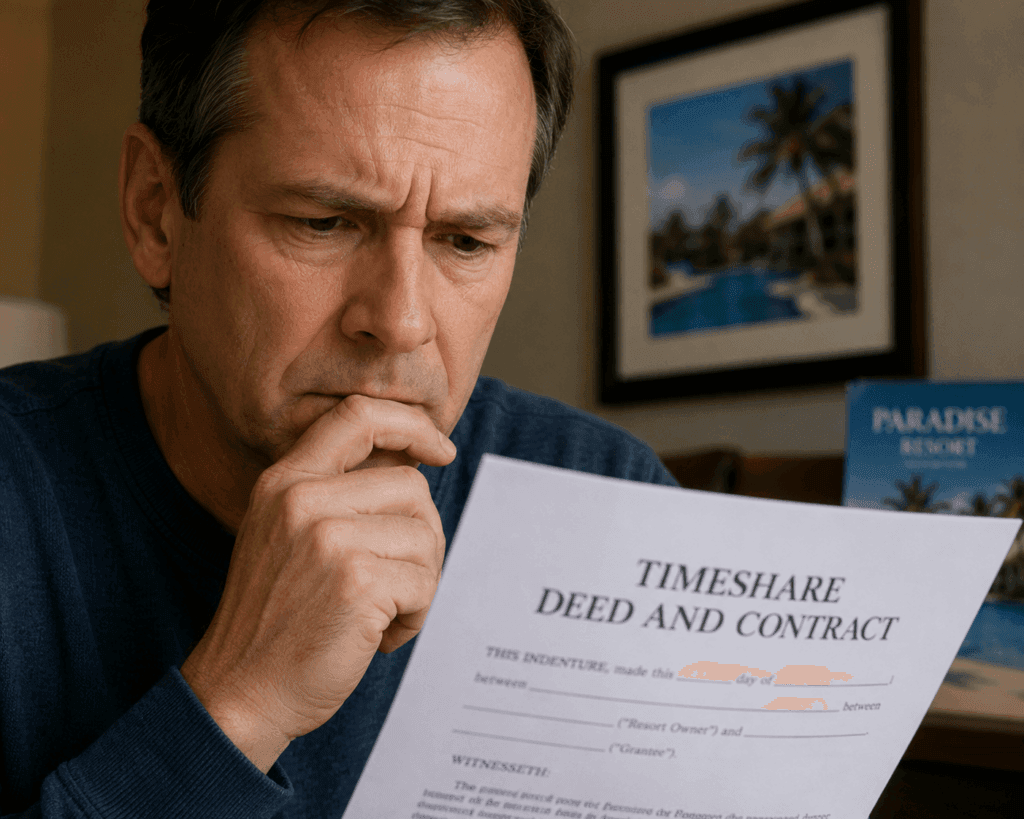 man looking at documents, Why Big Timeshare Companies Keep Buying Small Ones