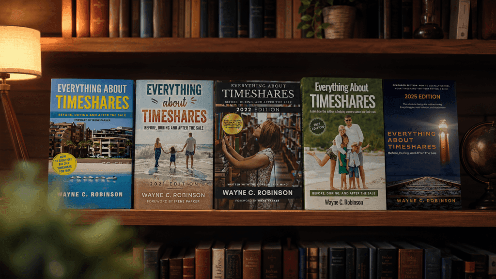 everything about timeshares editions on a bookshelf