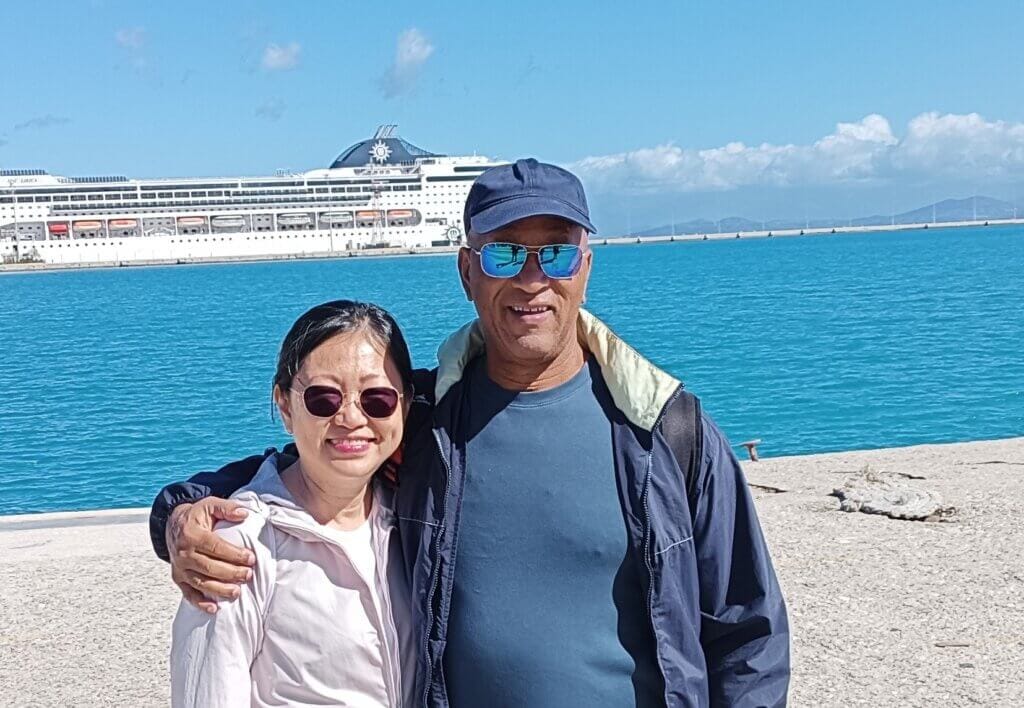 wayne and his wife enjoying a cruise to greece